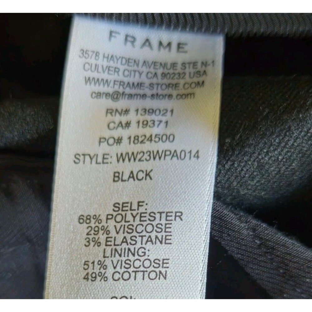 Frame Denim Relaxed Trouser Size 14 Black Wide Leg Suiting Version Wide Leg New - Picture 8 of 8